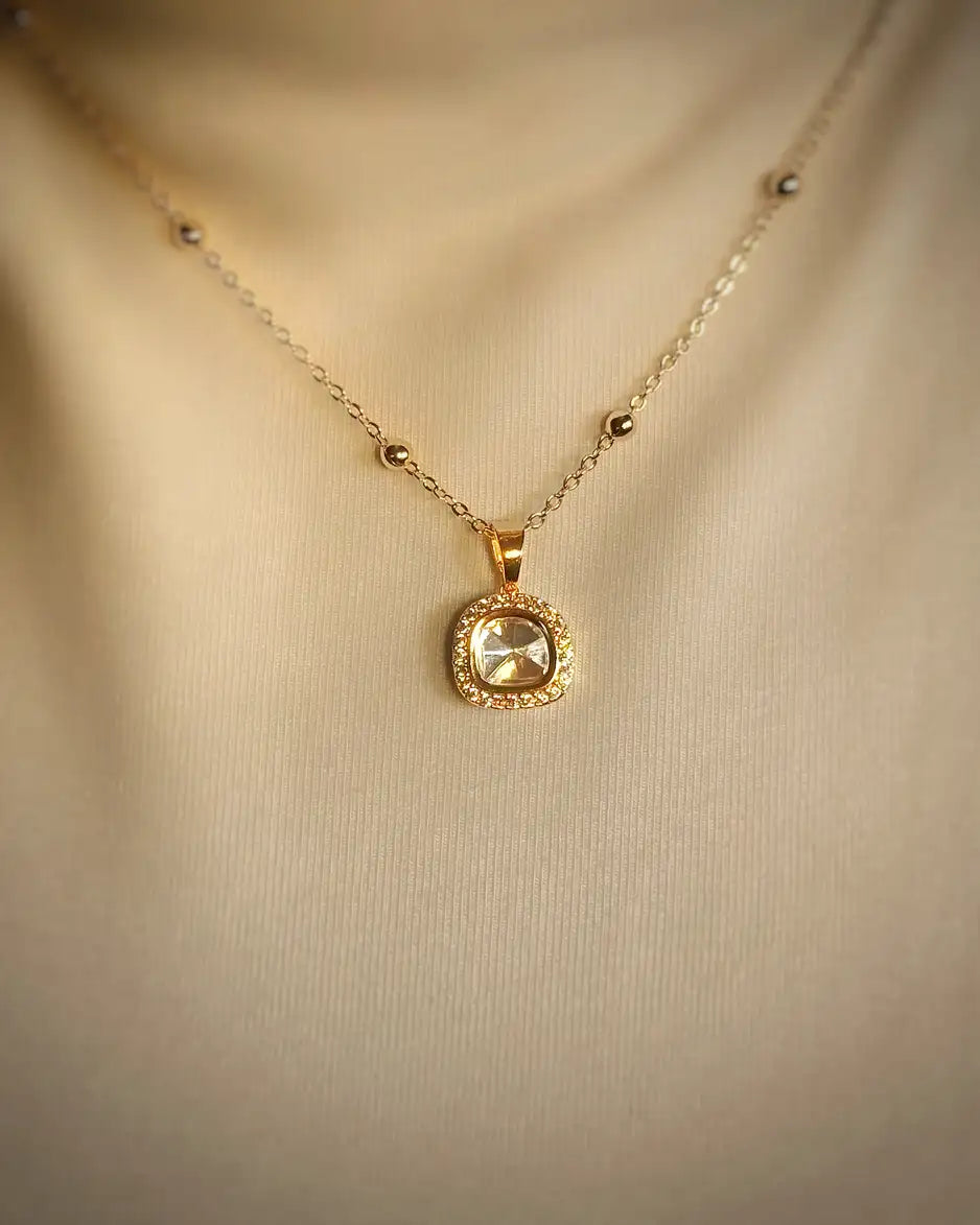 Everyday wear moissanite cushion-cut pendent set