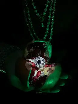 Adjustable purple stone ring with American diamond