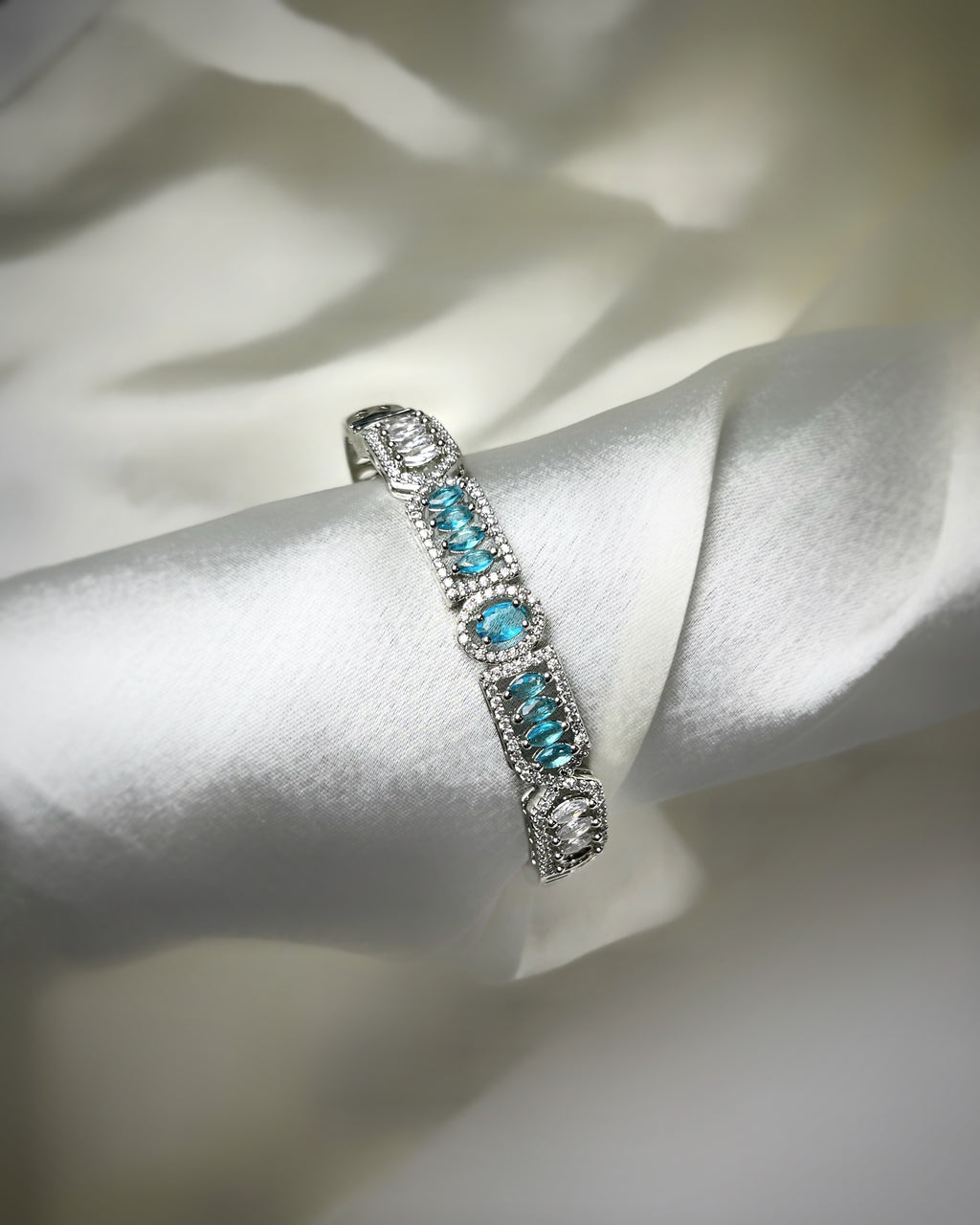 Aqua Glow Silver Bracelet
