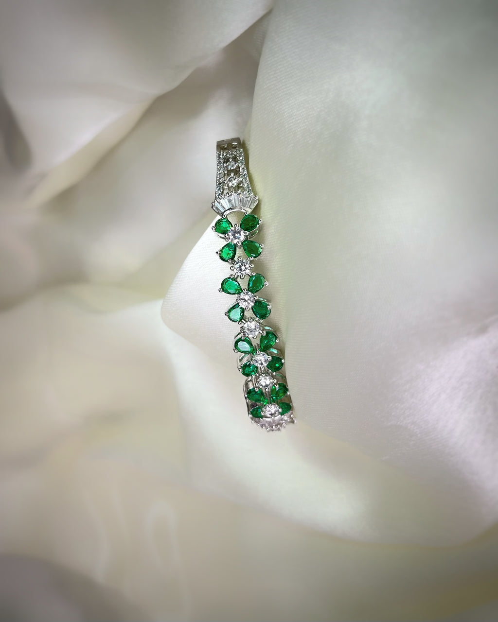 Emerald Petal Silver Bracelet