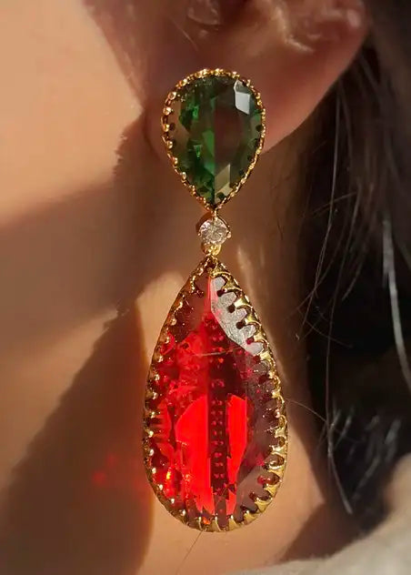 Sabyasachi-Inspired Red & Green Statement Earrings