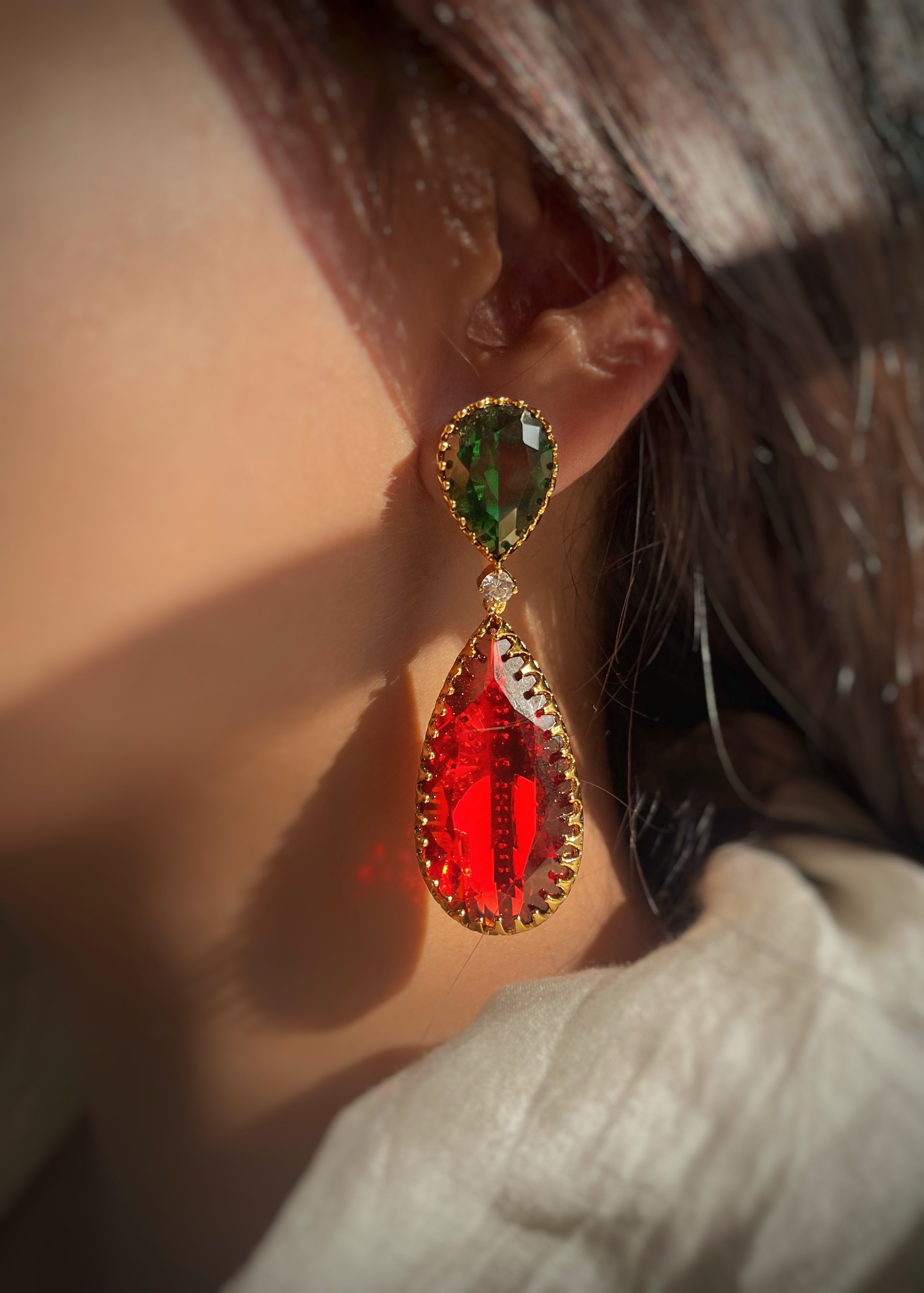 Sabyasachi-Inspired Red & Green Statement Earrings
