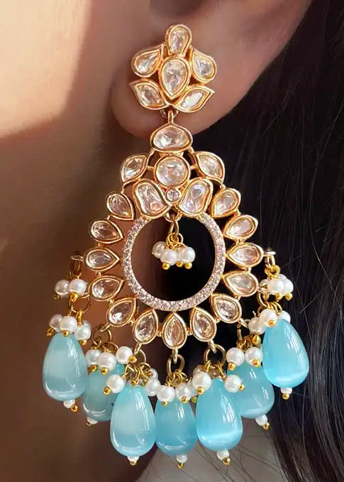 Color beds earing with moissanite kundan