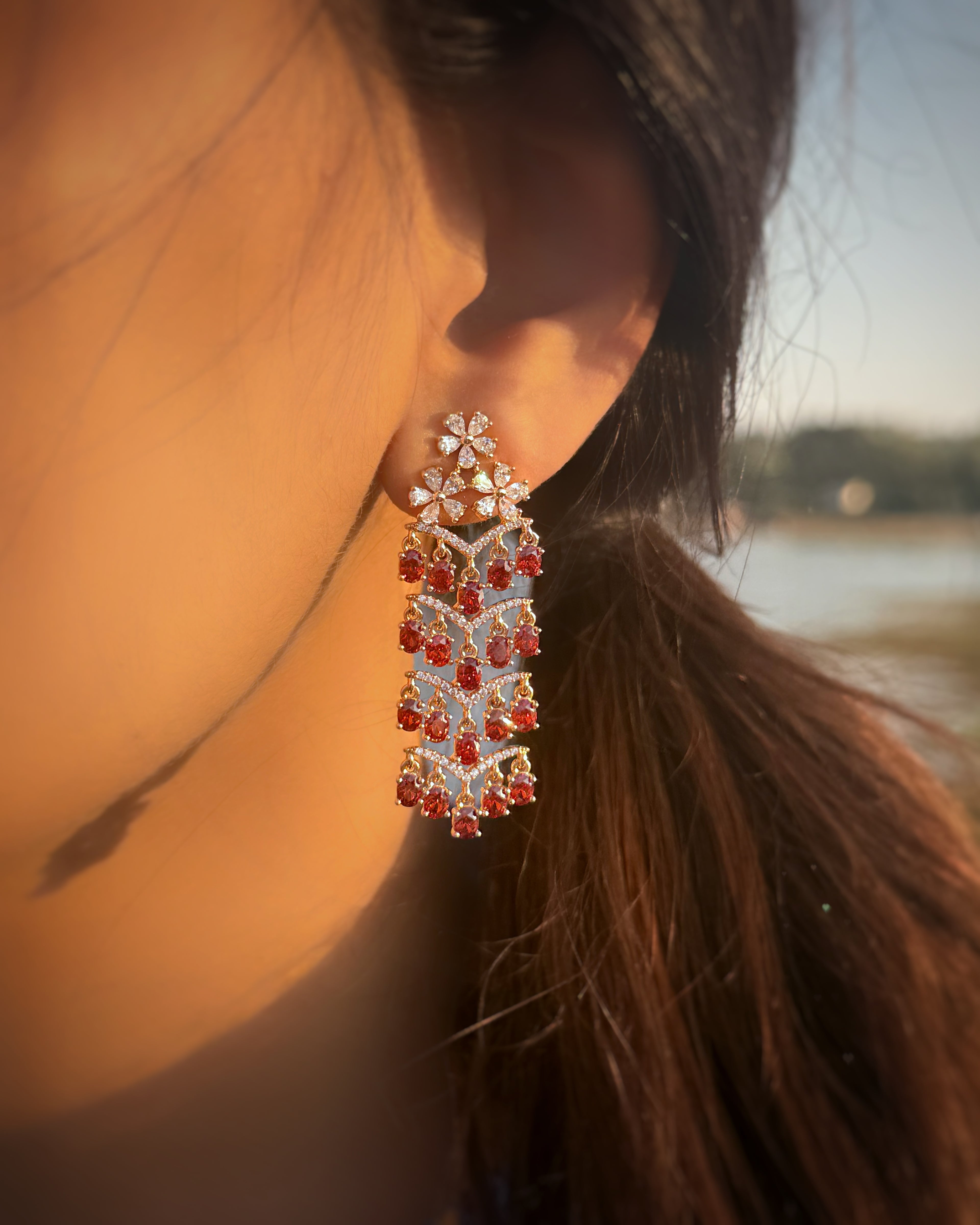 Ruby Cascade Drop Earrings