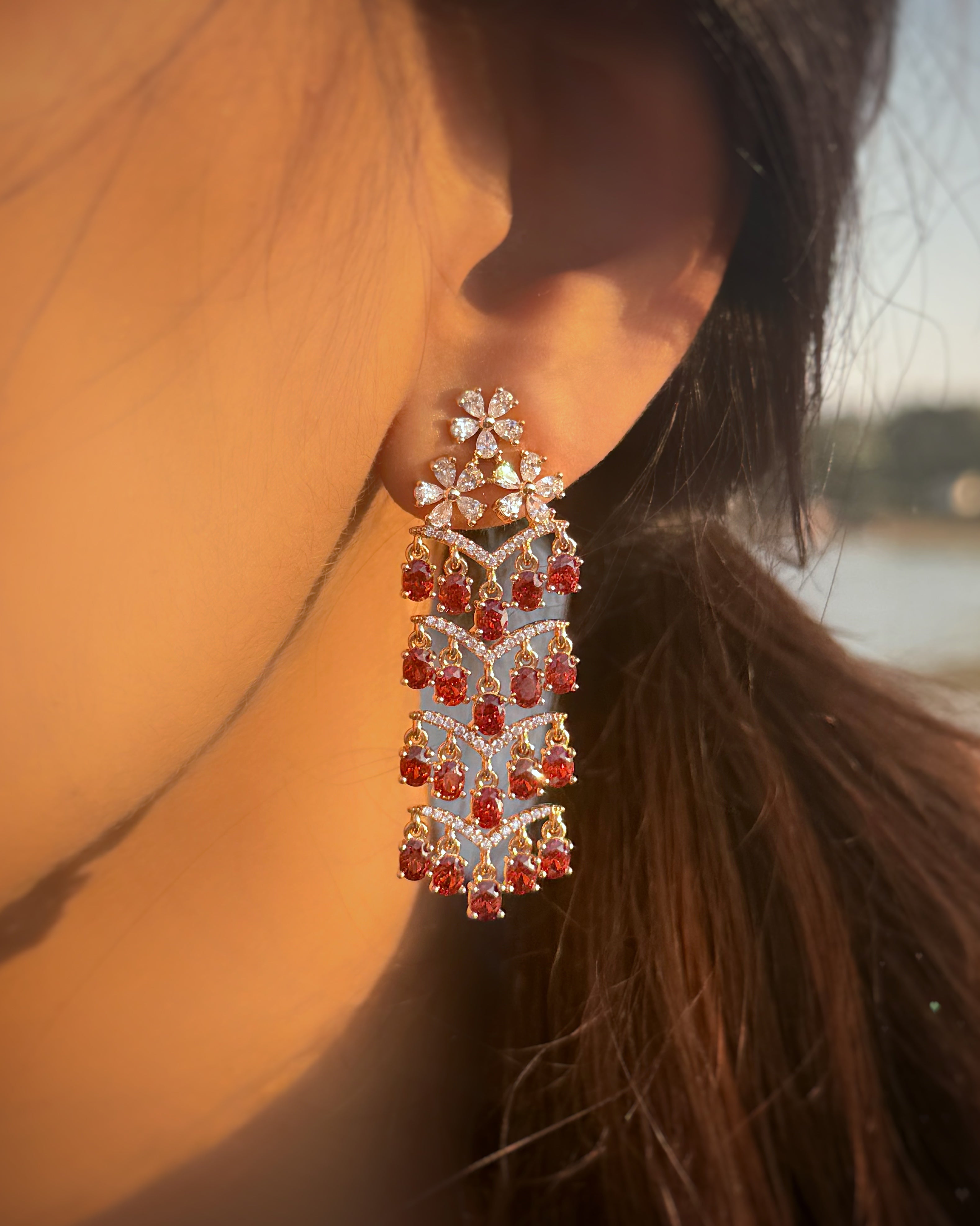 Ruby Cascade Drop Earrings