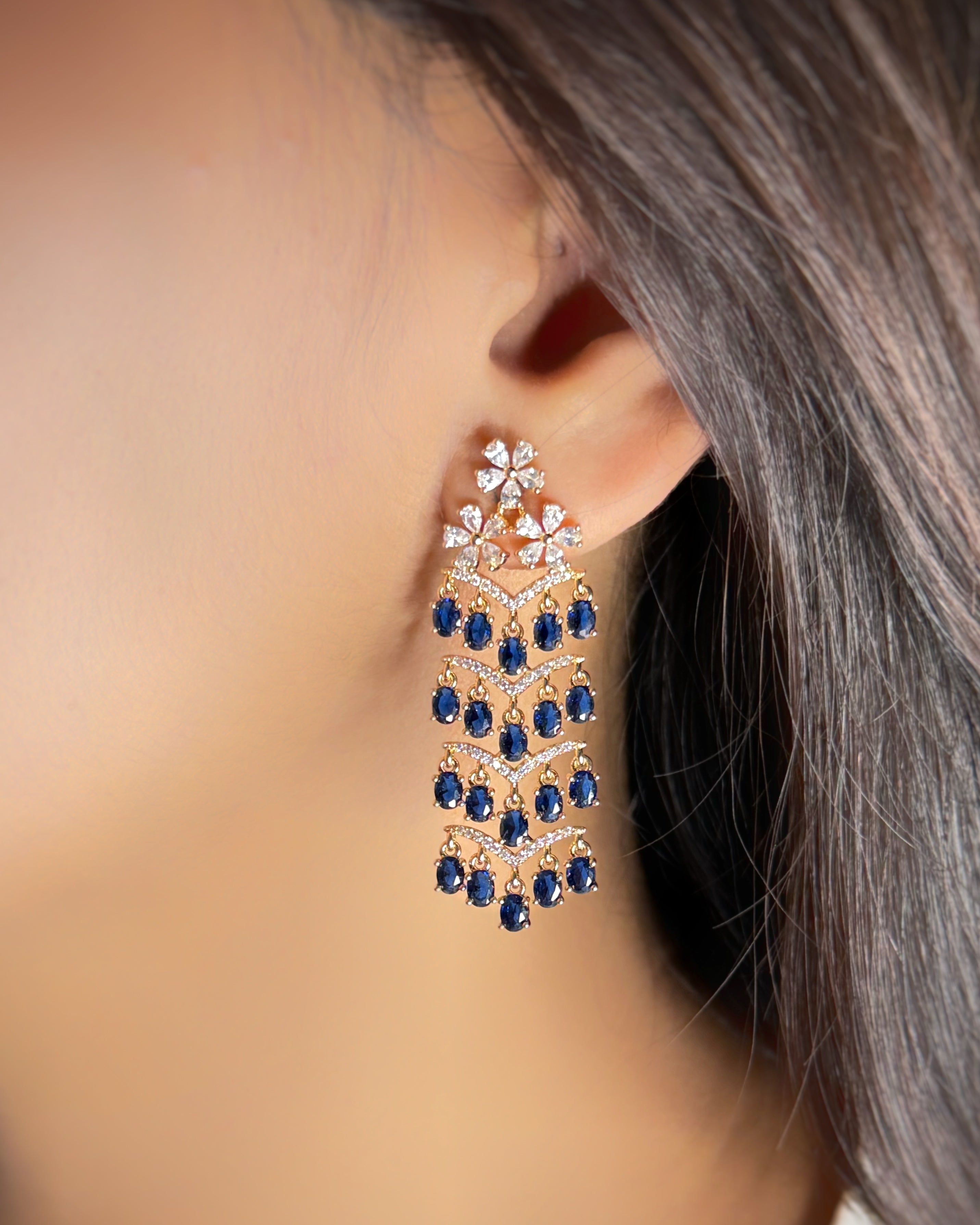 Sapphire Cascade drop earrings