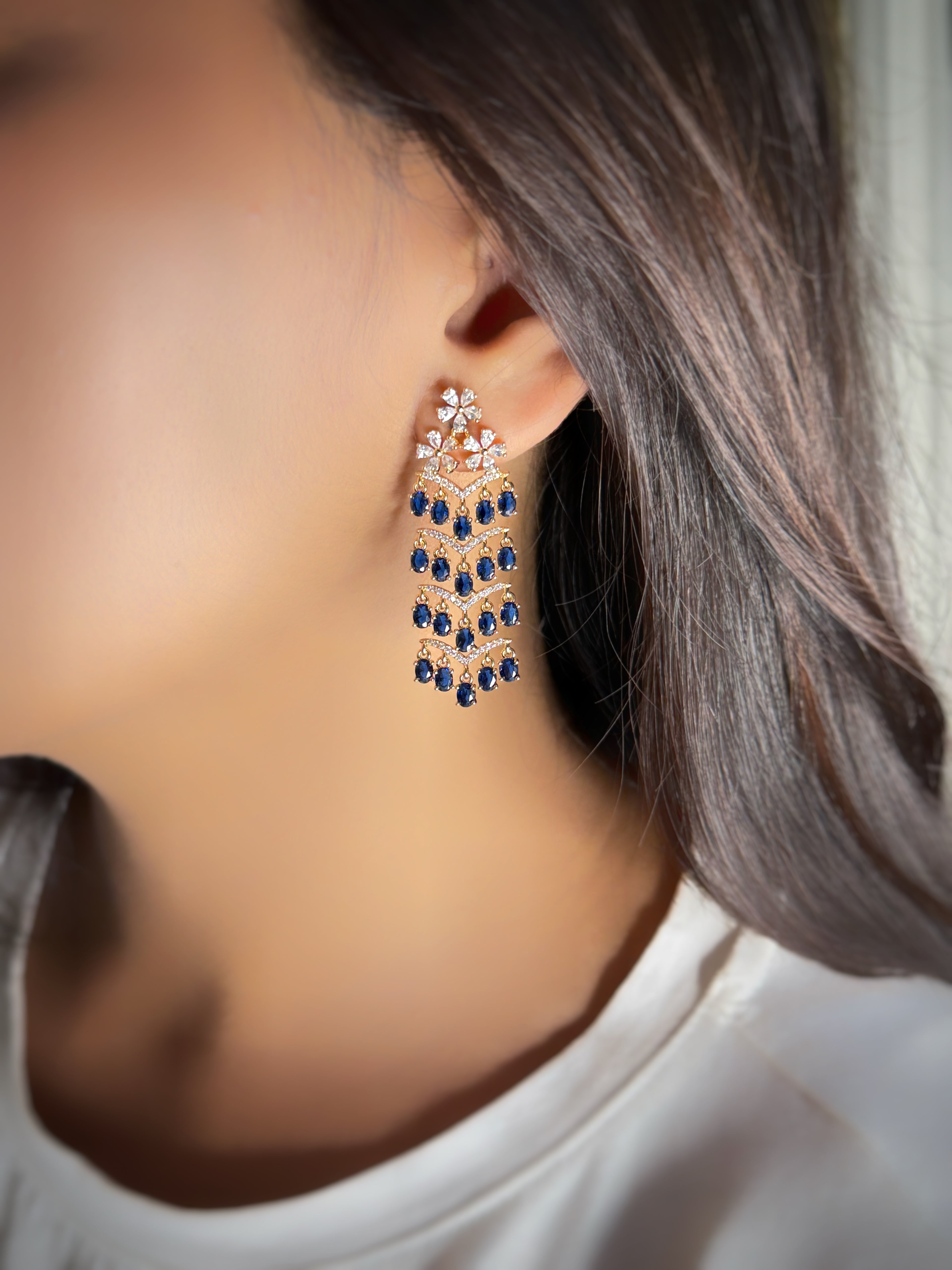 Sapphire Cascade drop earrings