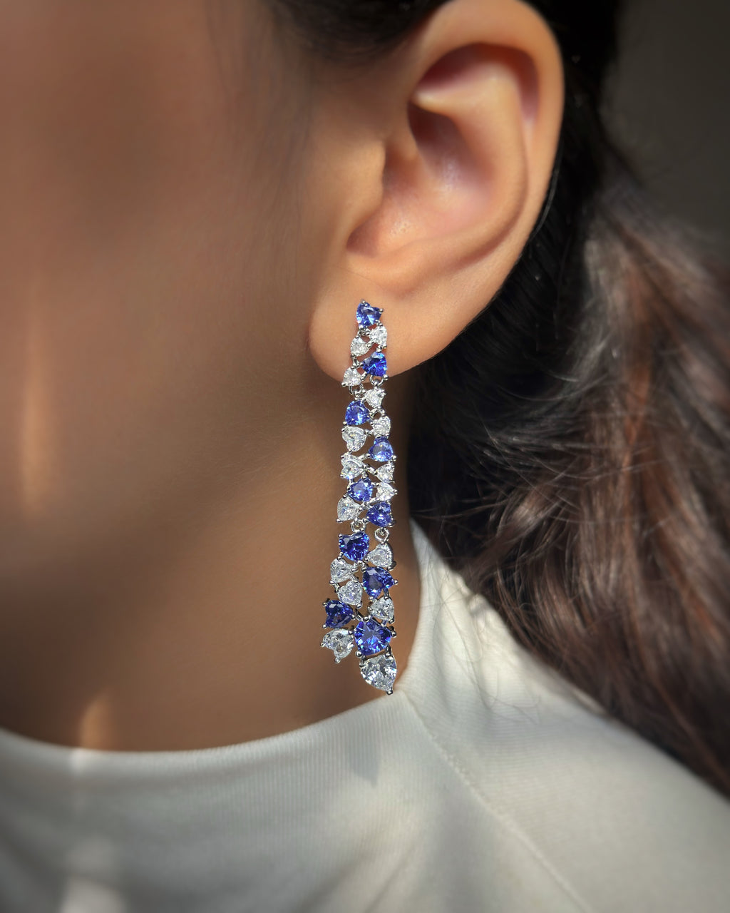 Heart-Cut Tanzanite Cascade Earrings