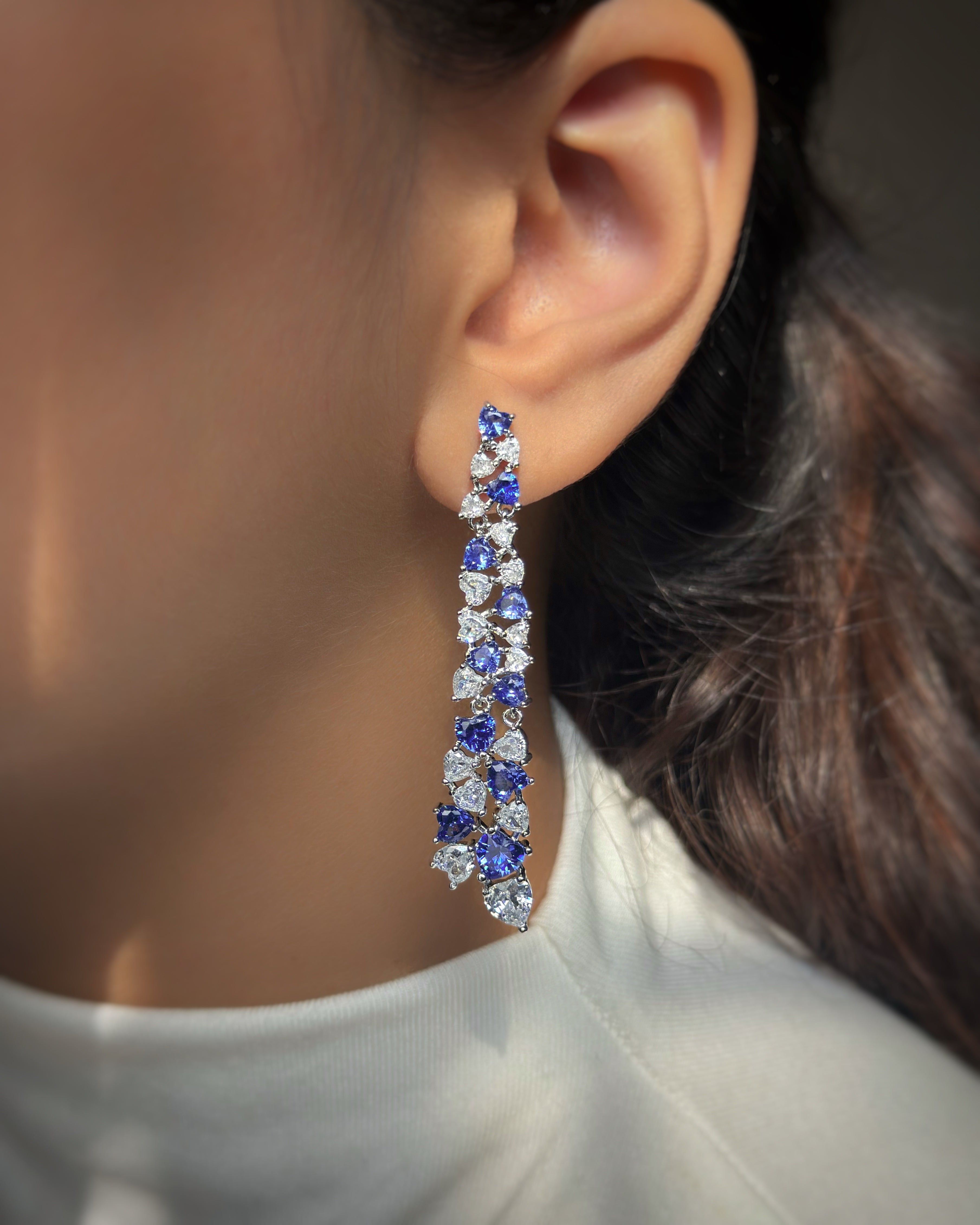 Heart-Cut Tanzanite Cascade Earrings