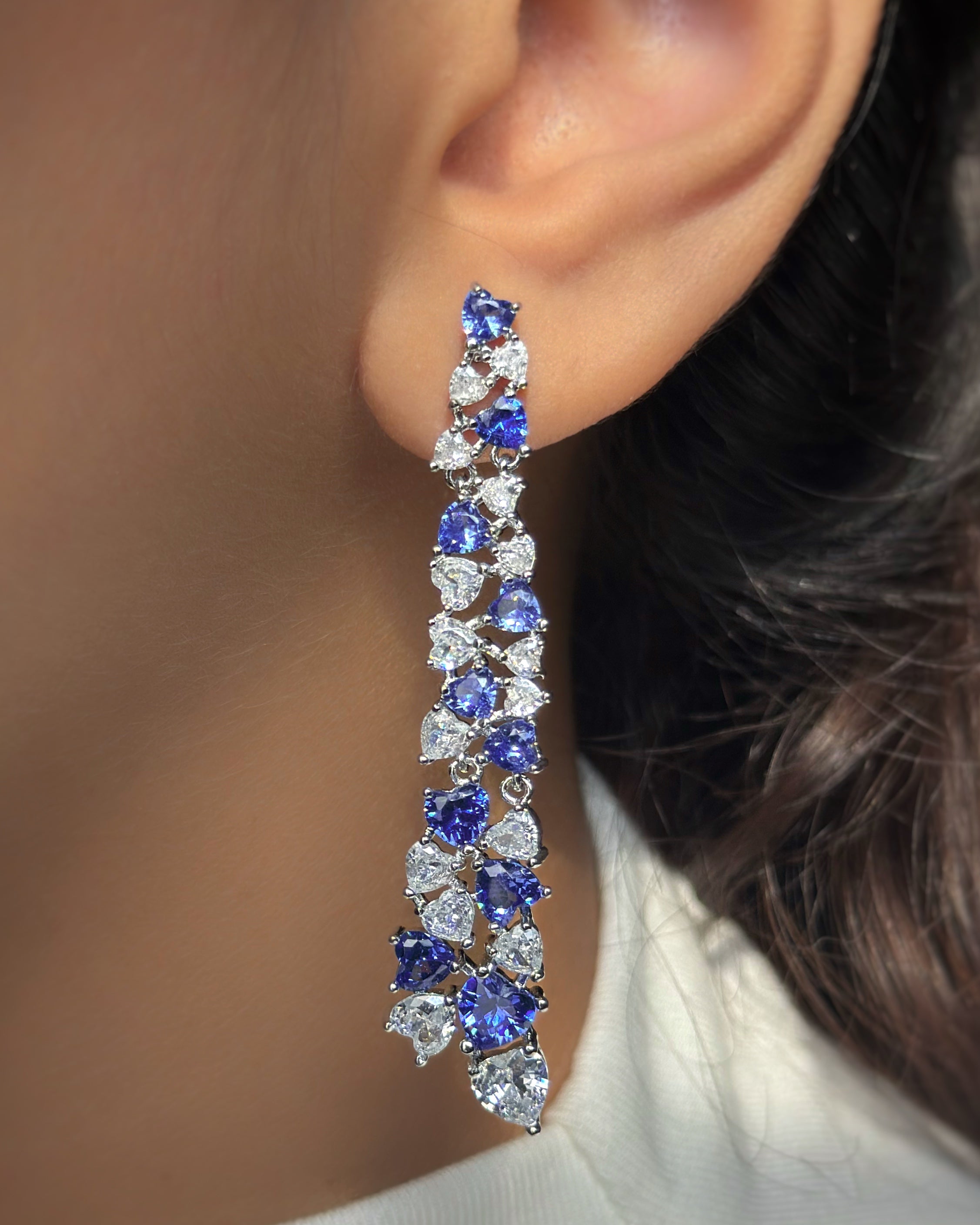 Heart-Cut Tanzanite Cascade Earrings