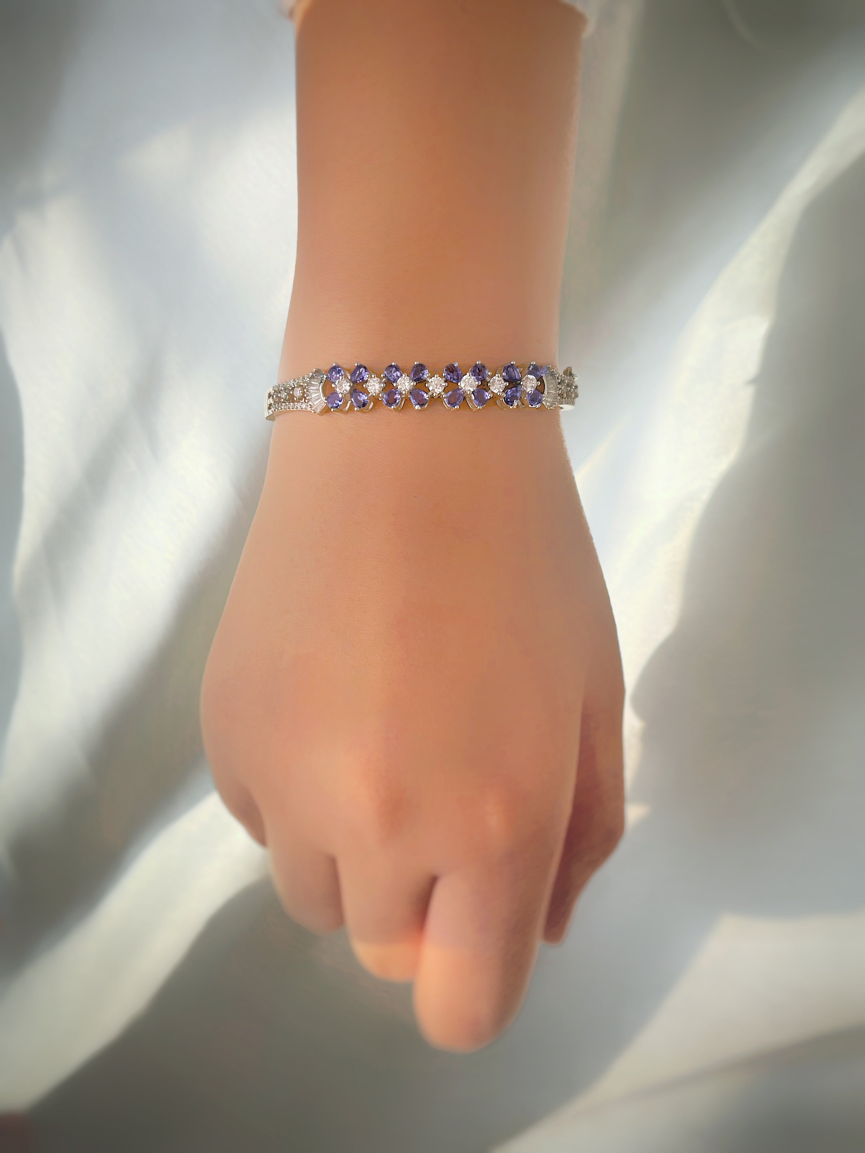 Lavender Petal Silver Bracelet