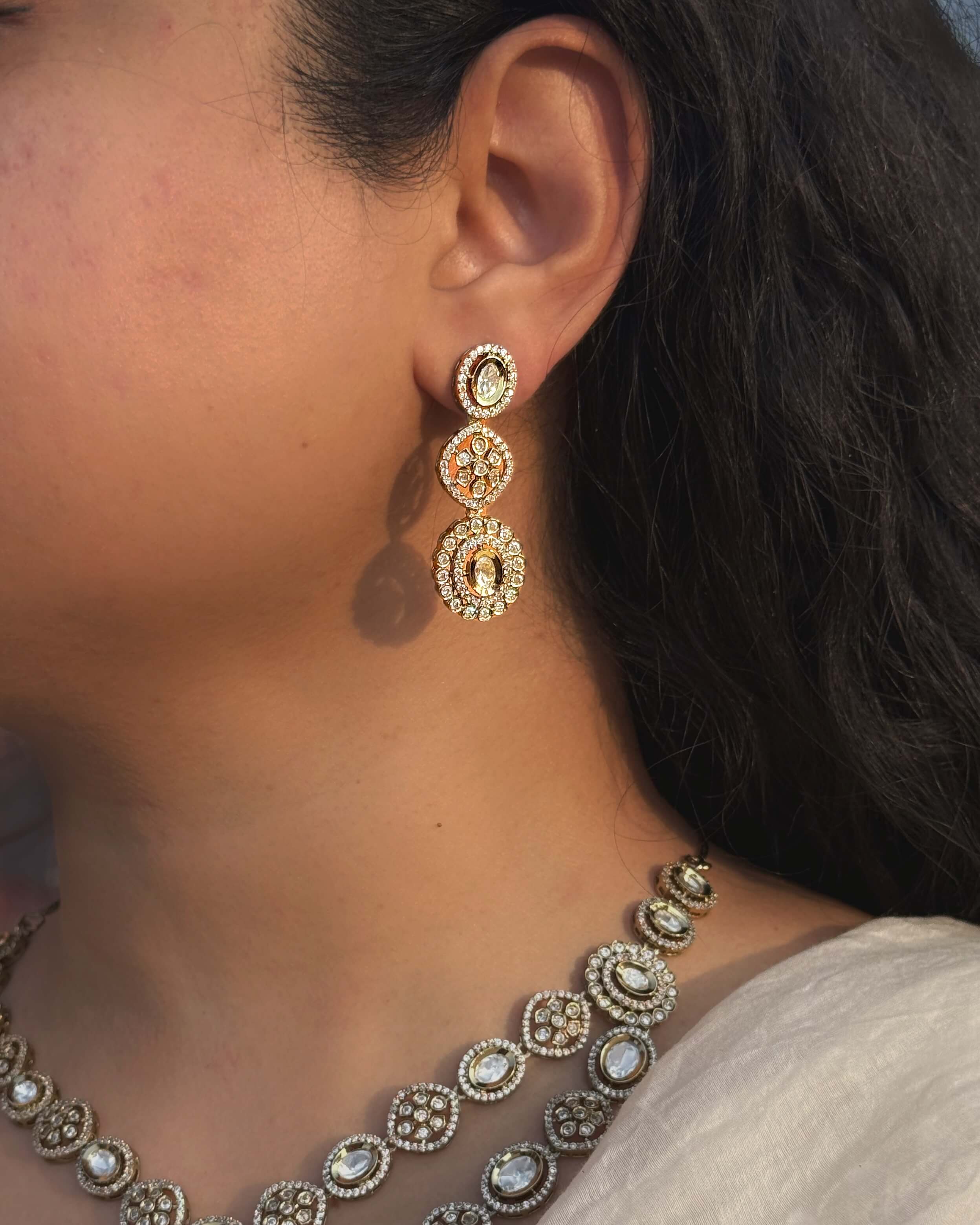 Classic Kundan Necklace & Earrings Set