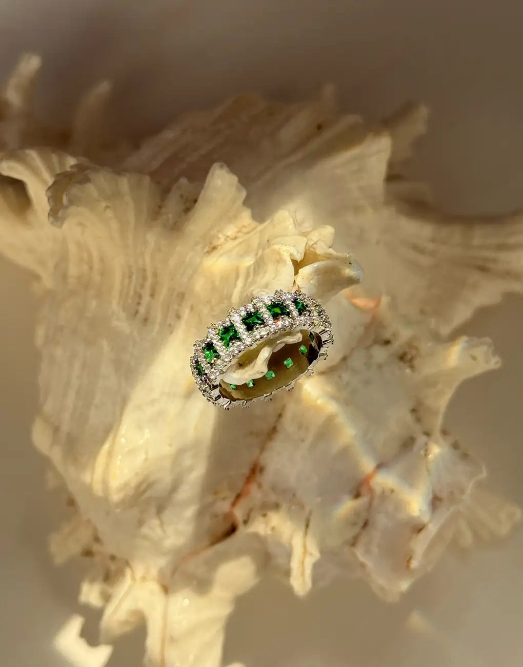 Zirkaan and Emerald Band Ring