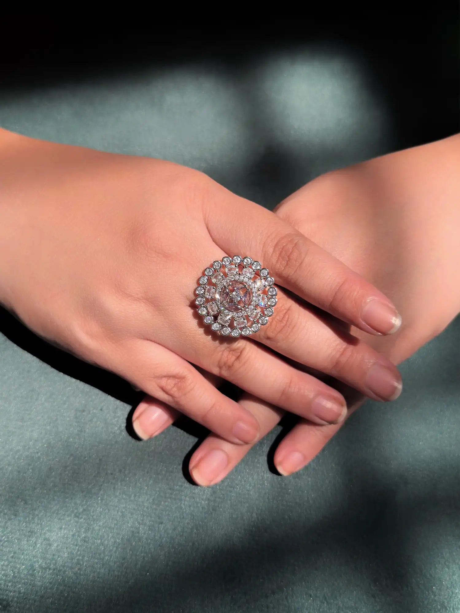 Silver-tone cocktail ring