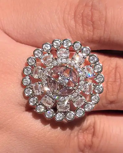 Silver-tone cocktail ring